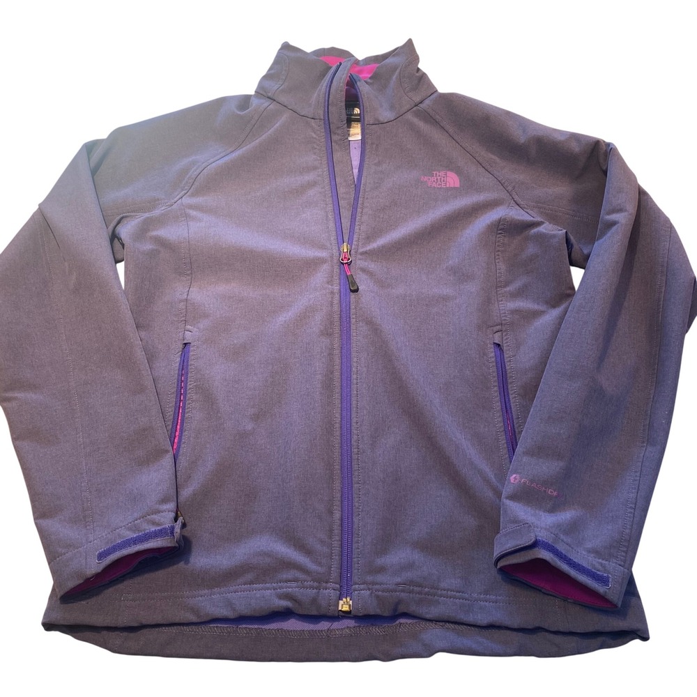 The North Face Womens M/M Purple FlashDry Softshell Jacket Zip Up Outdoors